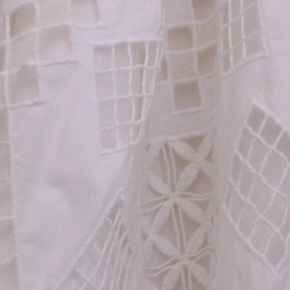 Rhode Malaya Cutwork Embroidered Cotton Midi Skirt In White Heart Eyelet - Picture 16 of 16